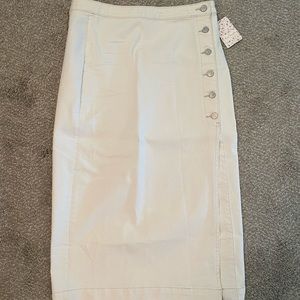 Free People White Midi Jean Skirt